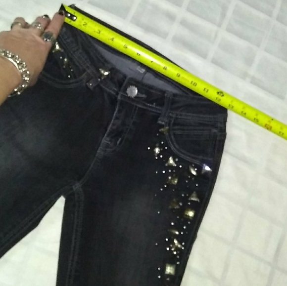 Cache Rhinestone Embellished Distressed Denim - Picture 6 of 16